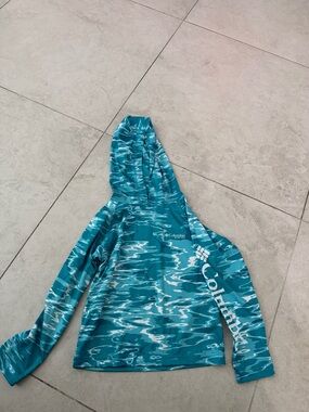 Columbia Teal & White Kids Hooded Swim Rashguard
